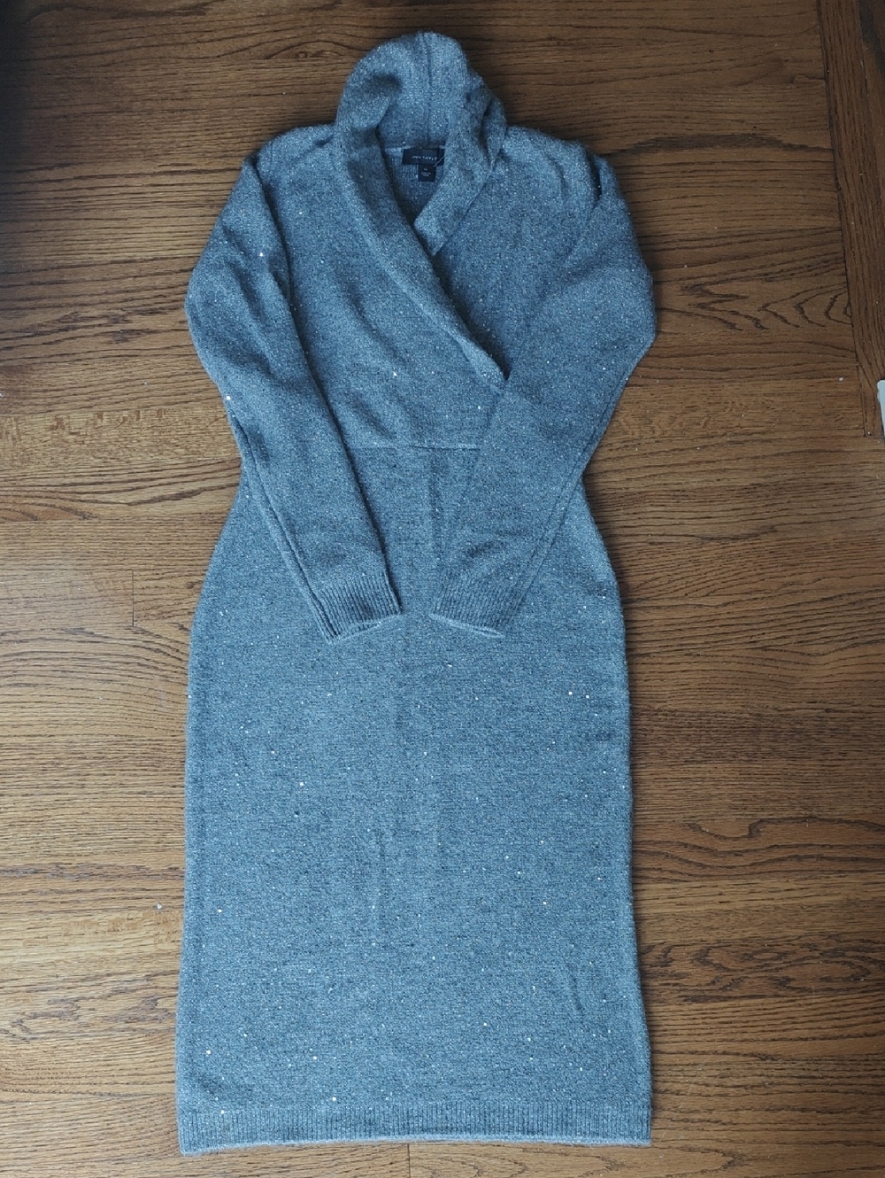 Ann Taylor Sparkle Heather Gray Wrap-Style Midi Dress